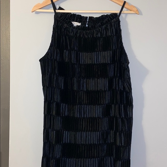 Black Crushed Velvet High Neck Tank Top